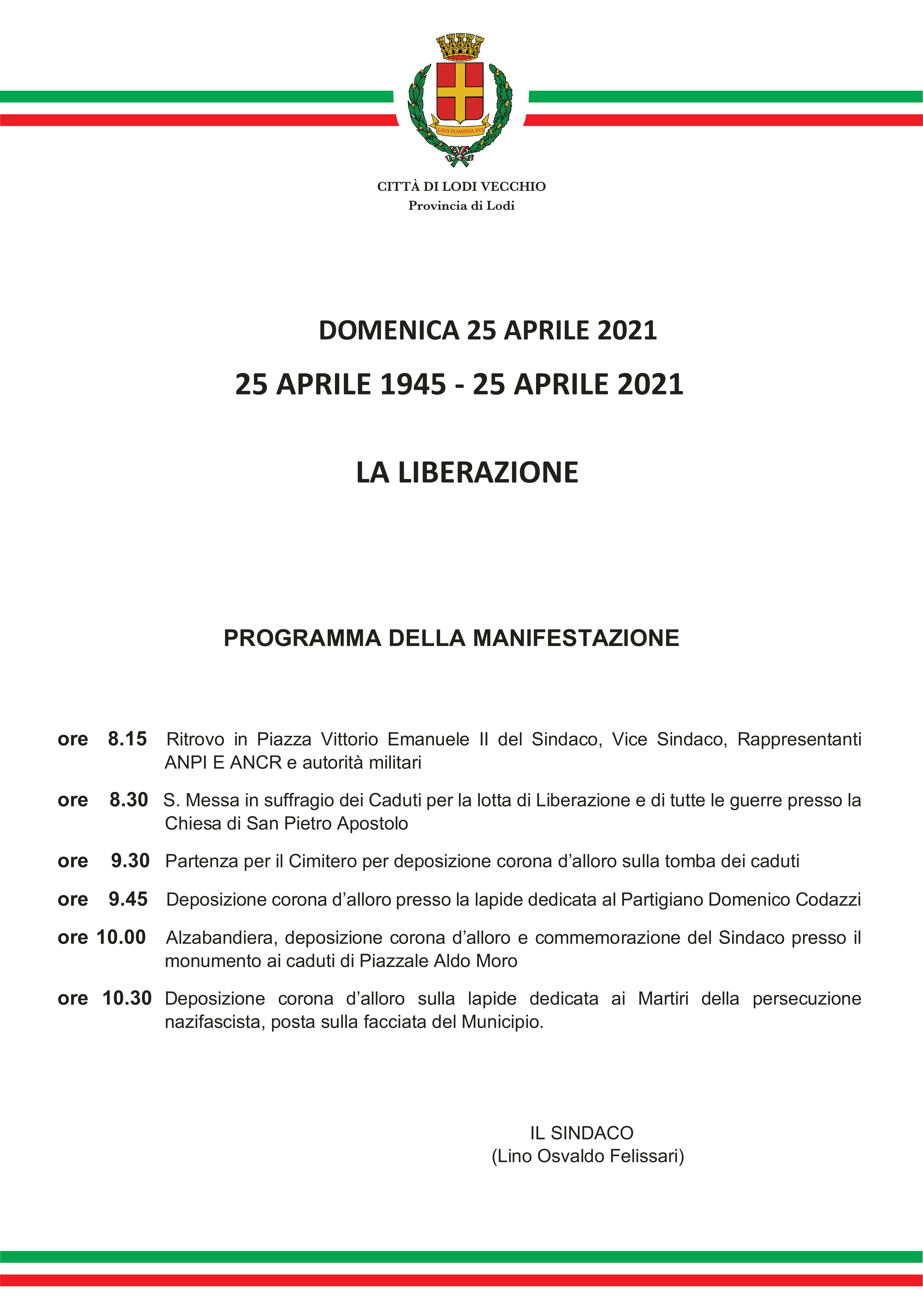 Programma 25 aprile 2021
